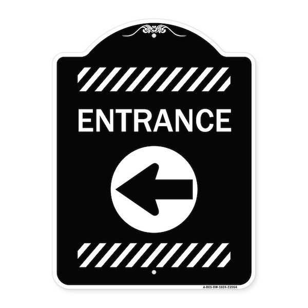 Signmission Entrance Left Arrow Heavy-Gauge Aluminum Architectural Sign, 24" H, BW-1824-23964 A-DES-BW-1824-23964 - main